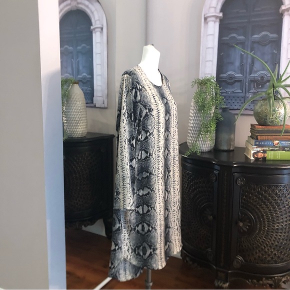 Top shop snake dress 3 quarter sleeves size 12 grey and light grey - Picture 2 of 6